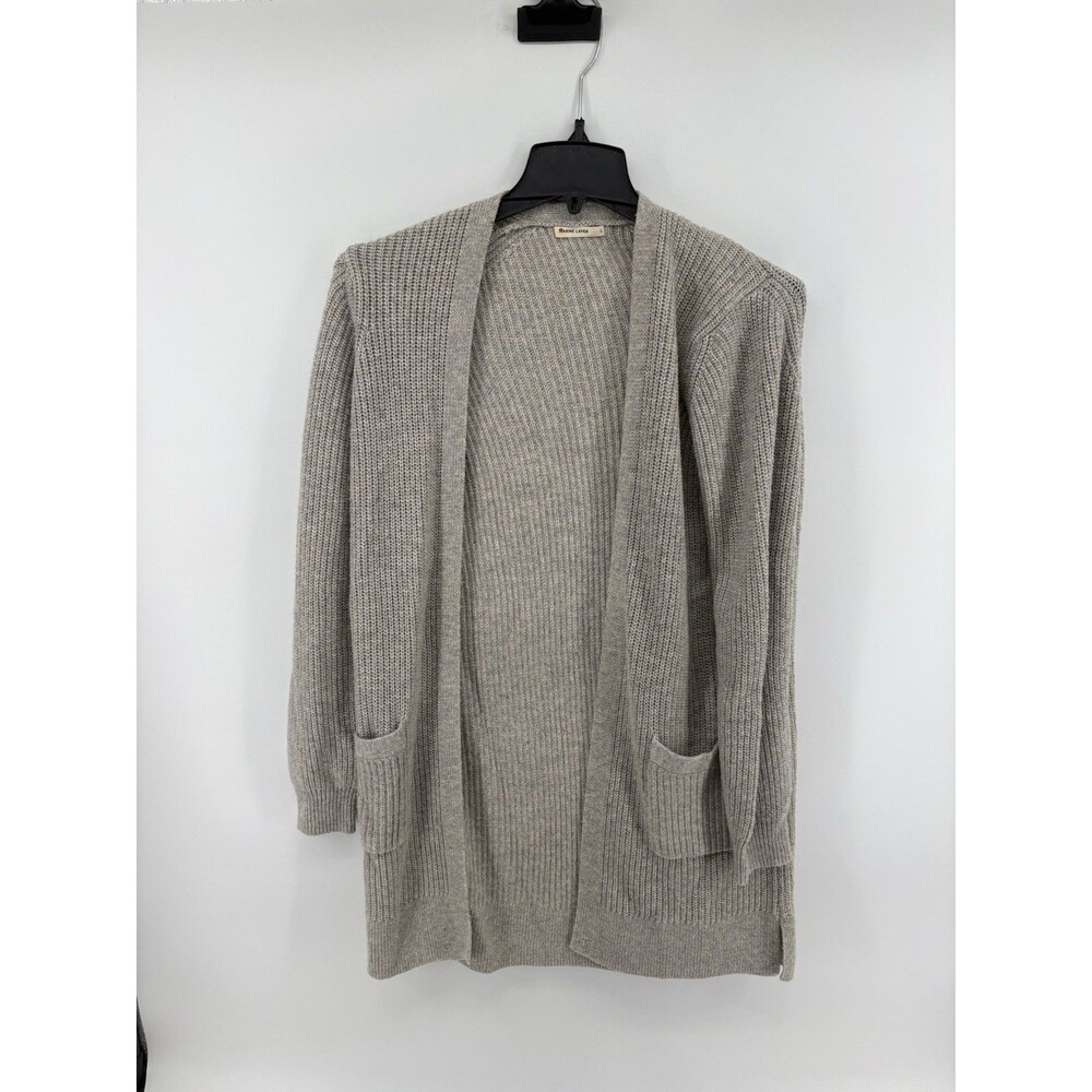 Marine Layer Women’s Light Gray Ribbed Open-Front Pocket Cardigan Size Large